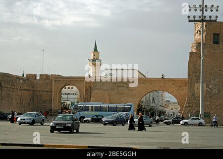 The main city gate to medina at the green square Stock Photo