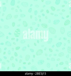 doodle vector easter eggs chaotic seamless pattern - light blue Stock Vector
