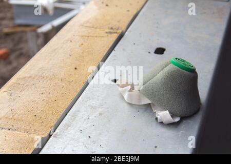 Construction mask. Worker breathing mask Stock Photo