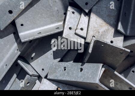Details from galvanized metal. Close-up. Background. Business production. Stock Photo
