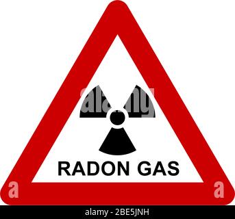 Red radiation warning sign due to Radon Gas Stock Photo