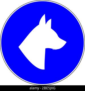 Dogs allowed blue sign on white background Stock Photo