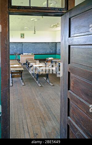 St. John’s School a Provincial Heritage Site is a one-room schoolhouse near Leader Saskatchewan, Canada Stock Photo