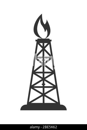 Icon of a gas or oil rig. Stock illustration isolated on a white background. Simple design Stock Vector