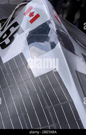 Experimental concept solar powered car with a Canadian flag sticker Stock Photo
