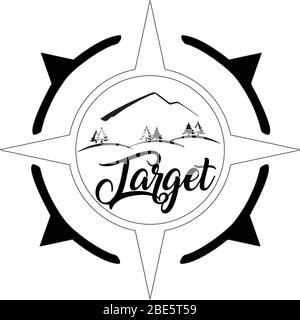 outline of target with trees and mountains vector Stock Vector