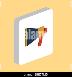 Loudspeaker, Megaphone Simple vector icon. Illustration symbol design template for web mobile UI element. Perfect color isometric pictogram on 3d whit Stock Vector