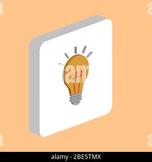 Light Lamp, Bulb Simple vector icon. Illustration symbol design template for web mobile UI element. Perfect color isometric pictogram on 3d white squa Stock Vector