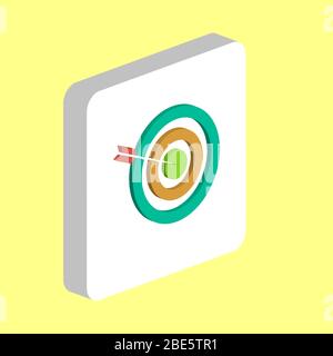 Bullseye, Target Simple vector icon. Illustration symbol design template for web mobile UI element. Perfect color isometric pictogram on 3d white squa Stock Vector