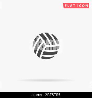 Voleyball flat vector icon. Glyph style sign. Simple hand drawn illustrations symbol for concept infographics, designs projects, UI and UX, website or Stock Vector
