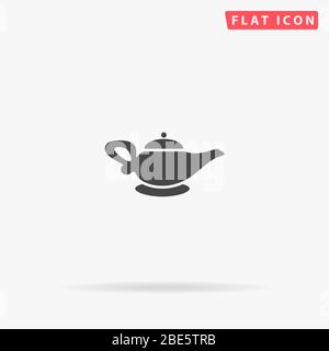Alladin Lamp flat vector icon. Glyph style sign. Simple hand drawn illustrations symbol for concept infographics, designs projects, UI and UX, website Stock Vector