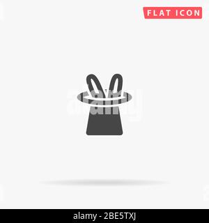 Rabbit In Hat flat vector icon. Glyph style sign. Simple hand drawn illustrations symbol for concept infographics, designs projects, UI and UX, websit Stock Vector