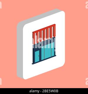 Store, Shop Simple vector icon. Illustration symbol design template for web mobile UI element. Perfect color isometric pictogram on 3d white square. S Stock Vector