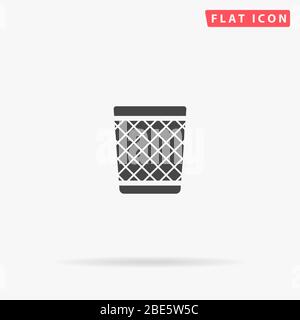 Trash flat vector icon. Glyph style sign. Simple hand drawn illustrations symbol for concept infographics, designs projects, UI and UX, website or mob Stock Vector