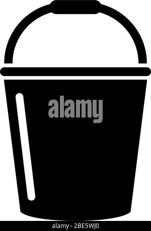 Garden Bucket, Container for Water. Flat Vector Icon illustration. Simple black symbol on white background. Garden Bucket, Container for Water sign de Stock Vector