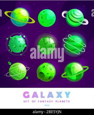 Fantasy space planet for ui galaxy game. Vector cartoon icon of magic ...