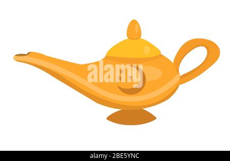 Magic lamp for oil, icon flat style. Isolated on white background. illustration. Stock Photo