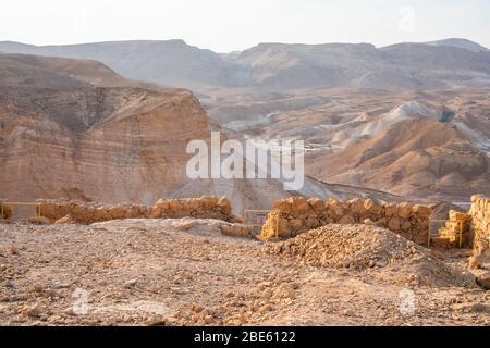 Judean Desert from Masada - Masada National Park, Dead Sea Region, Israel. Stock Photo