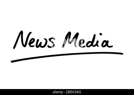 News Media handwritten on a white background. Stock Photo