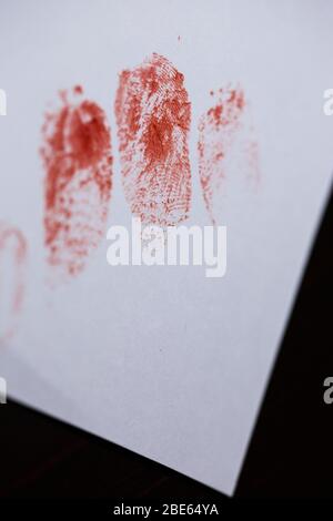 Bloody fingerprint on white background Stock Photo