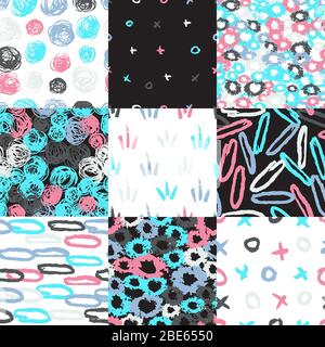 Universal various vector seamless patterns. Endless texture can be used for wallpaper, pattern fills, web page background, surface textures, greetings Stock Vector