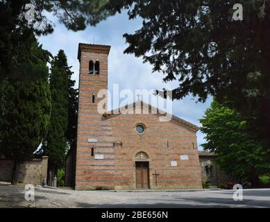 Pieve (rural parish Church) of San Donato in Polenta. Bertinoro, Italy. Romanesque Facade. Stock Photo