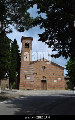 Pieve (rural parish Church) of San Donato in Polenta. Bertinoro, Italy. Romanesque Facade. Stock Photo