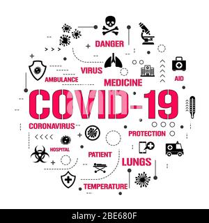Covid-19 infographic scheme. Household tips vector template. Coronavirus UI UX brochure. Disinfecting text circle presentation design. Health, hygiene Stock Vector