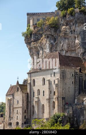 Pilgrimage town of Rocamadour, Episcopal city and sanctuary of the Blessed Virgin Mary, Lot, Midi-Pyrenees, France Stock Photo