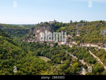 Pilgrimage town of Rocamadour, Episcopal city and sanctuary of the Blessed Virgin Mary, Lot, Midi-Pyrenees, France Stock Photo