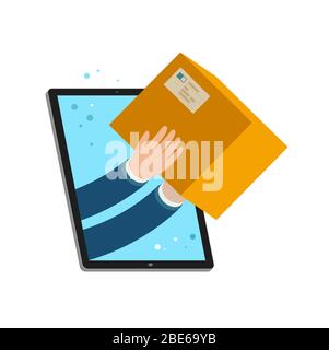 Delivery issued through web application on tablet. Business vector illustration Stock Vector