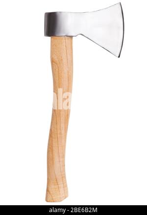 Axe with wooden handle isolated on a white background