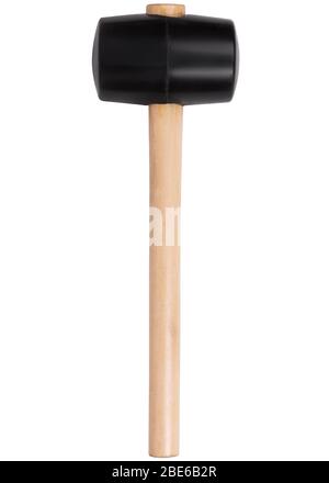 Rubber mallet tile mallet with wooden handle isolated on white background Stock Photo