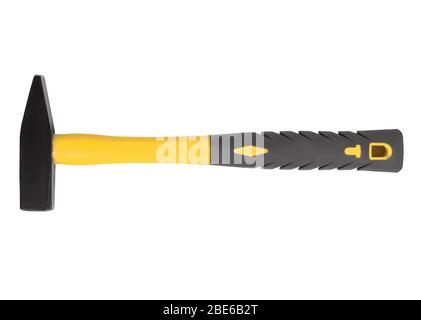 Claw hammer with yellow handle isolated on white background Stock Photo
