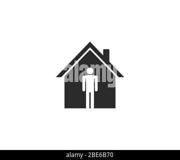 Stay home icon. Vector illustration, flat design. Stock Vector