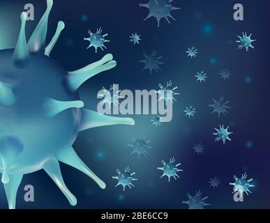 Abstract viruses. Danger that cause harm to a living organism. Infection causing chronic disease. Influenza virus H1N1, Flu,Pneumonia, aids. Infectious micro virology. Vector illustration. Stock Vector