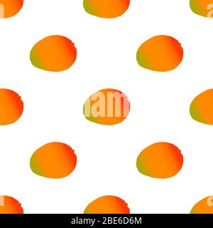 Illustration on theme big colored seamless mango, bright fruit pattern for seal. Fruit pattern consisting of beautiful seamless repeat mango. Simple c Stock Vector