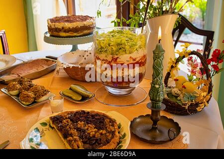 Traditional Polish Easter Sunday breakfast Stock Photo