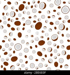 Illustration on theme big colored seamless coconut, bright fruit pattern for seal. Fruit pattern consisting of beautiful seamless repeat coconut. Simp Stock Vector