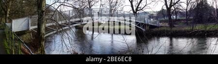 Laurie Bridge over River Teviot, Wilton Lodge Park, Hawick, Scottish Borders Stock Photo