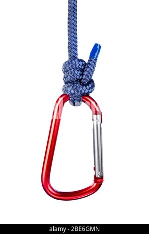 A double davy knot has many uses but is good for attaching to clips due to its non-slip tensile strength characteristics. Stock Photo