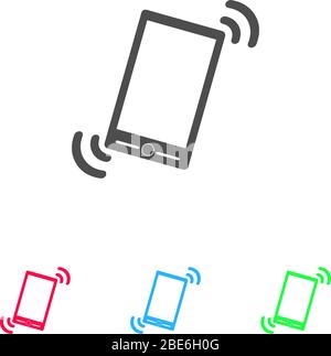 Smart phone in silent mode icon flat. Color pictogram on white background. Vector illustration symbol and bonus icons Stock Vector