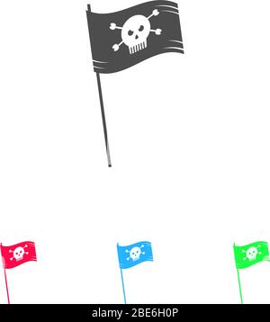 Pirate flag icon flat. Color pictogram on white background. Vector illustration symbol and bonus icons Stock Vector