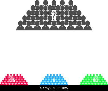 People question mark, business leader in team icon flat. Color pictogram on white background. Vector illustration symbol and bonus icons Stock Vector