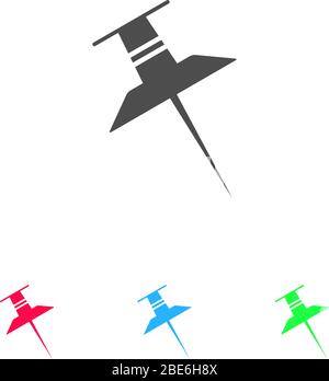 Pin icon flat. Color pictogram on white background. Vector illustration symbol and bonus icons Stock Vector