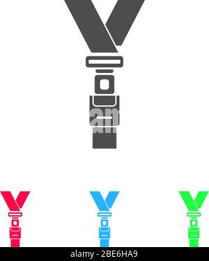 Safety belt icon flat. Color pictogram on white background. Vector illustration symbol and bonus icons Stock Vector