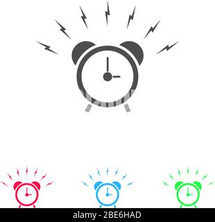 Alarm clock icon flat. Color pictogram on white background. Vector illustration symbol and bonus icons Stock Vector