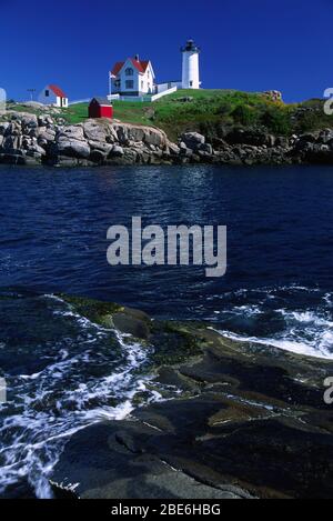 Nubble Lighthouse, Cape Neddick Light Station, York Beach, Maine Stock Photo