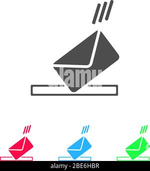 Mailbox icon flat. Color pictogram on white background. Vector illustration symbol and bonus icons Stock Vector
