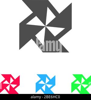 Paper windmill icon flat. Color pictogram on white background. Vector illustration symbol and bonus icons Stock Vector